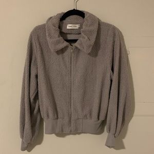 Summit and Peak Cropped Sherpa Bomber Jacket